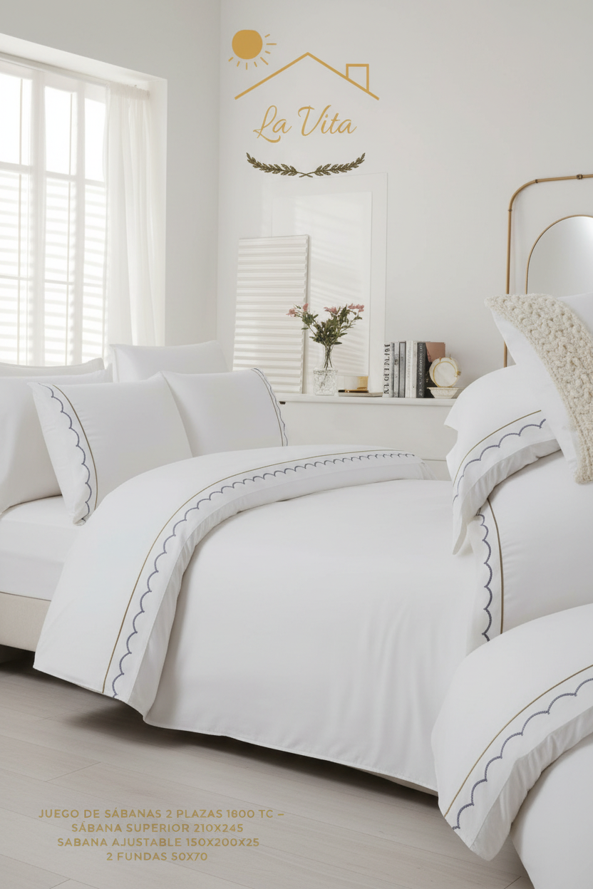 Parure de lit La Vita Collection – 2 places (1800 TC)